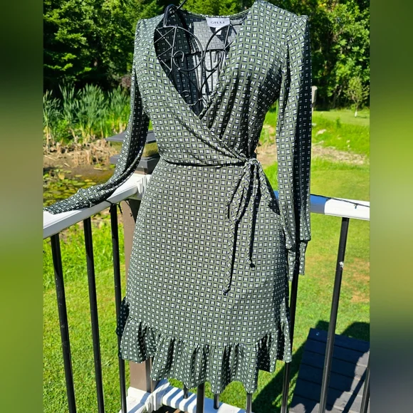 Gilli Pamela faux wrap dress, XS, New without tags, Green navy cream - Picture 2 of 8